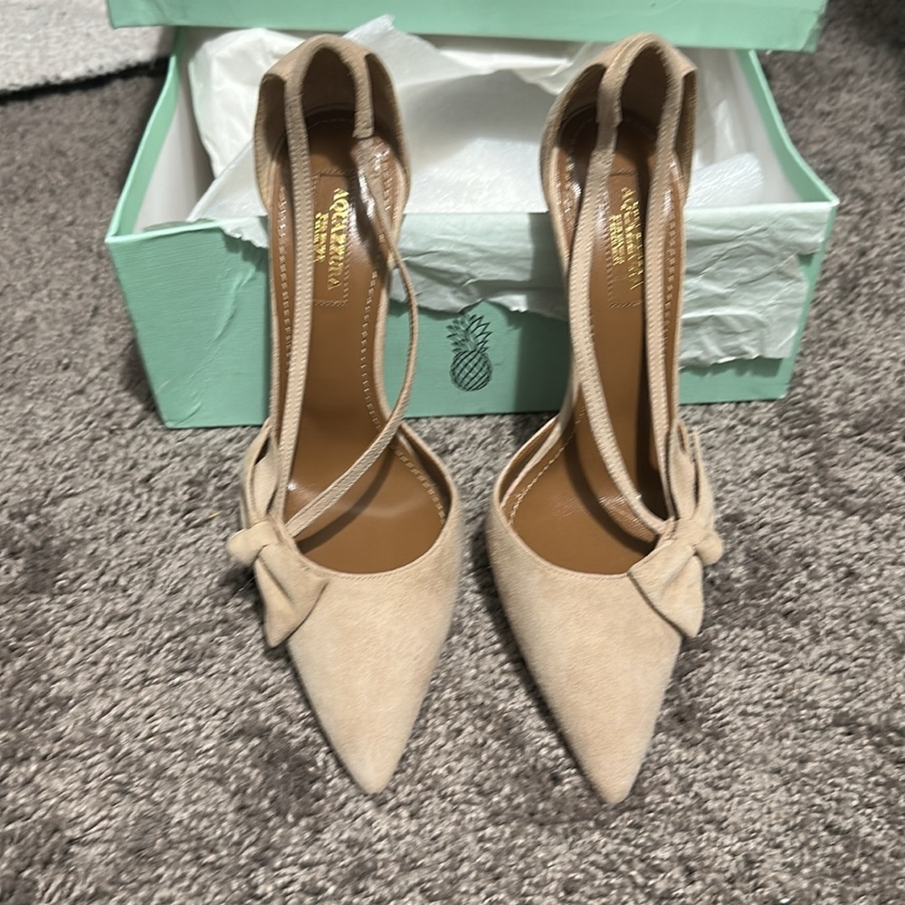Aquazzura PARISIENNE BOW SUEDE PUMPS - Picture 13 of 15
